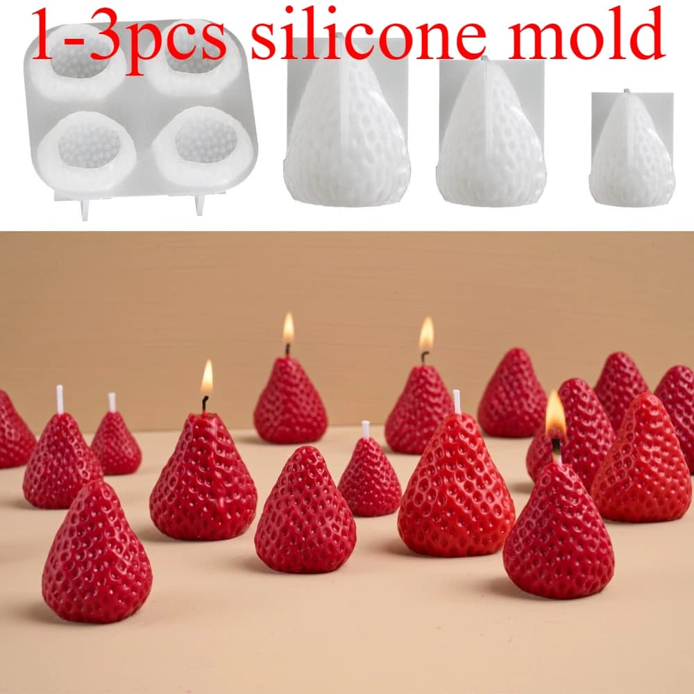 1-3 قطعة مجموعة صنع الشموع برائحة الفراولة 1-4 تجويف قالب من السيليكون لتقوم بها بنفسك شكل الفاكهة بالتنقيط الغراء الراتنج قالب اليدوية ديكور عيد الميلاد