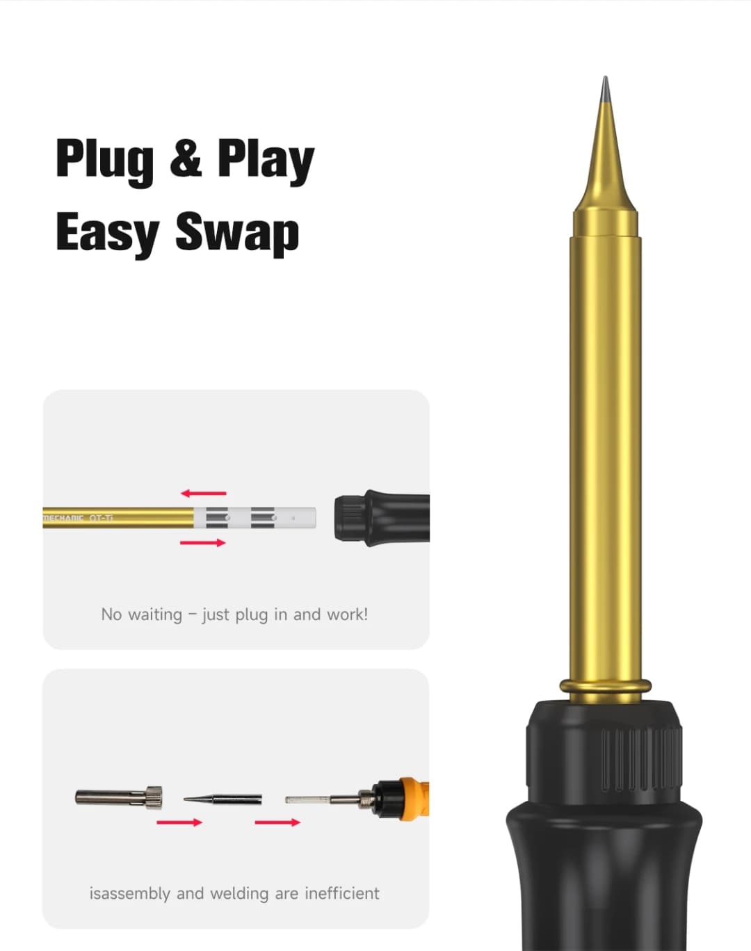 MECHANIC OT-TI TS SK soldering iron tips with external heating for fast heating, suitable for T12 series soldering stations - 5