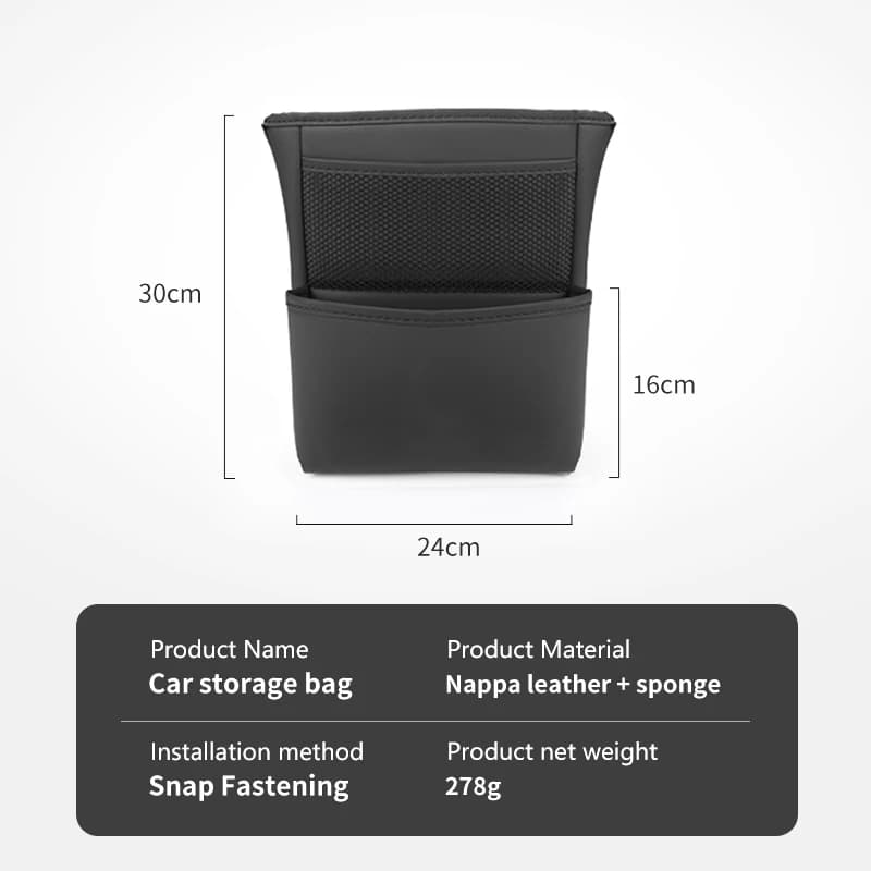 حقيبة تخزين وسط مقعد السيارة، منظم معلق لمسند الذراع من الجلد PU، حامل حقيبة يد متعدد الوظائف، جيب شبكي لكوب والمناديل - 6