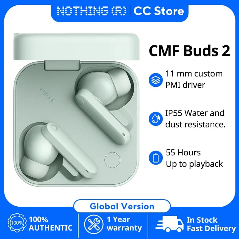 سماعات أذن لاسلكية NOTHING CMF Buds 2 سماعات بلوتوث جديدة مع إلغاء ضوضاء هجين 48dB ANC وقت تشغيل 55 ساعة 6HD
