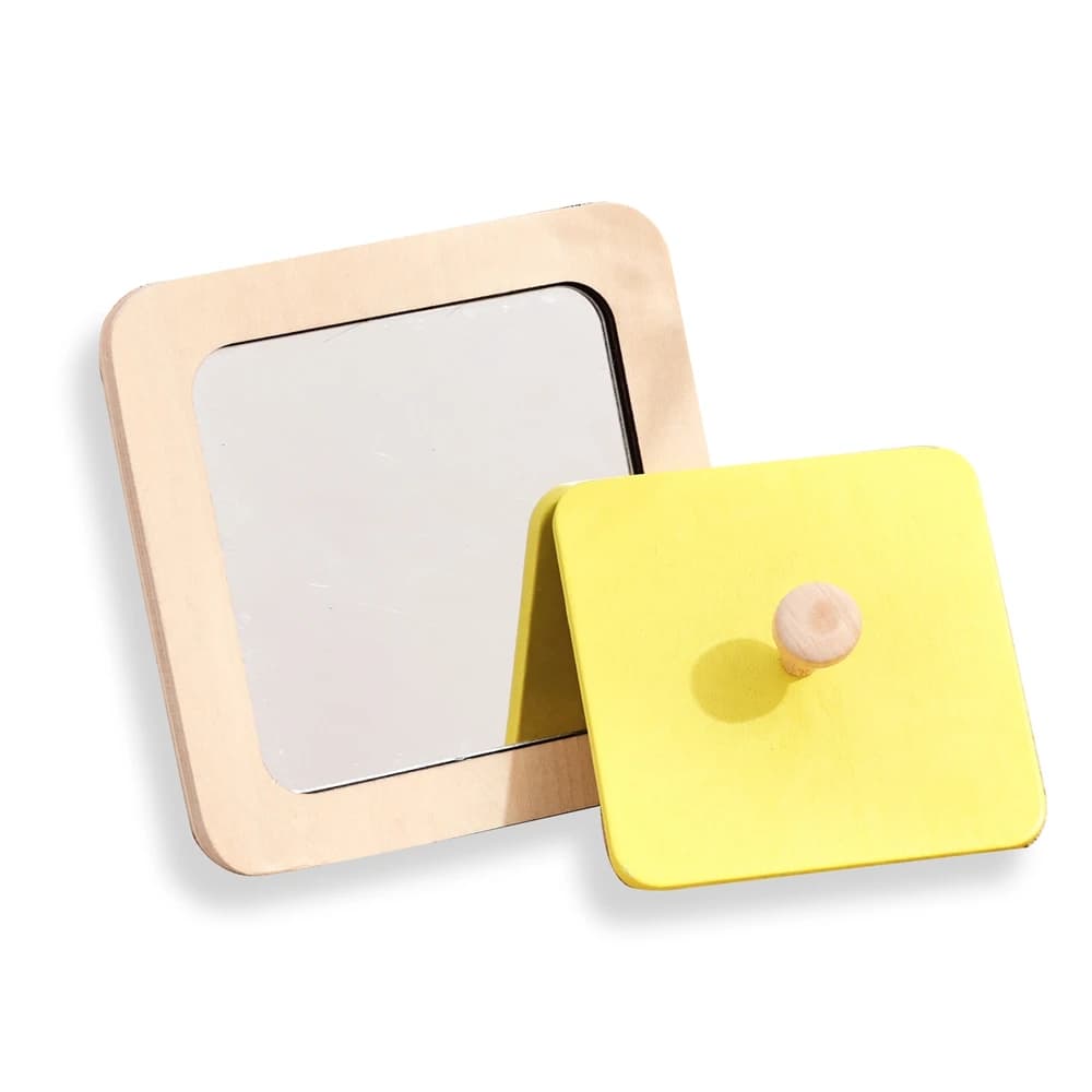 لعبة مونتيسوري الخشبية للأطفال الرضع مع مرآة وأحجية لوحة الأنشطة، أداة تعليمية حسية لمرحلة ما قبل المدرسة - 4