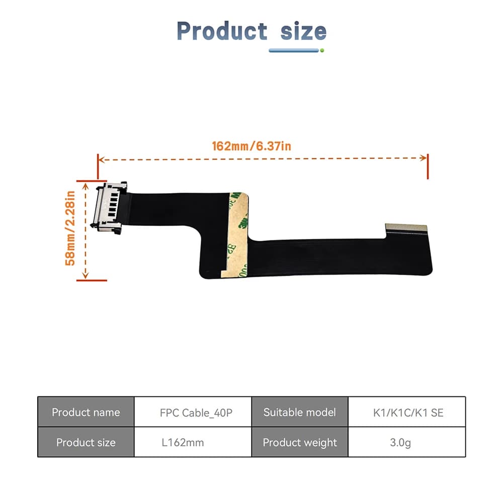 كابل توصيل شاشة عرض كرياليتي K1/K1C/إيندر 3V3 كابل FPC أسود بطول 162 مم لـ K1C إيندر 3V3 طابعة ثلاثية الأبعاد - 6