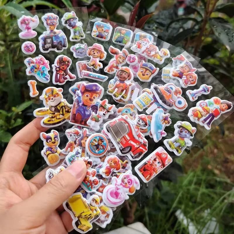 12Sheets Paw Patrol Bubble Stickers Cute Cartoon Patrol Anime Figure Ryder Marshall Skye 3D Sticker Kids Birthday Party Supplies - 2