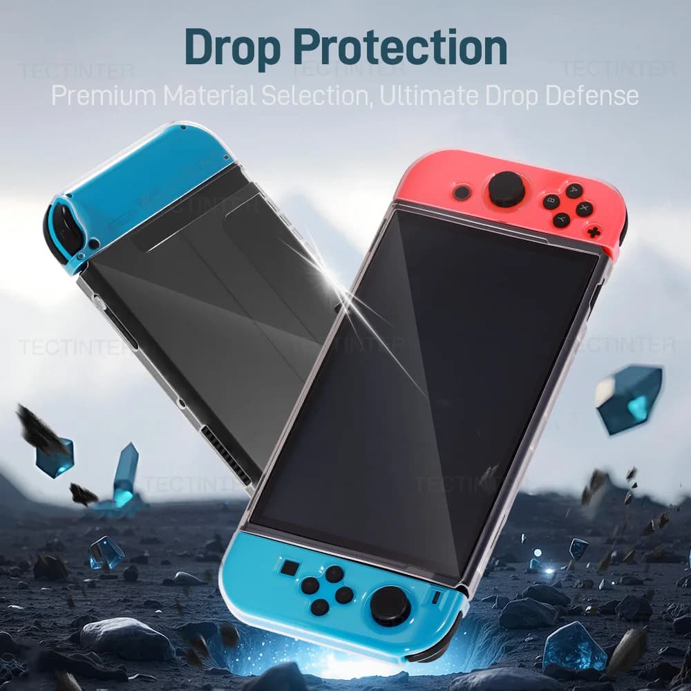 غطاء حماية TPU لجهاز Nintendo Switch Oled، غطاء واقي مقسم، إطار شفاف، إكسسوارات حماية لجهاز الألعاب - 3