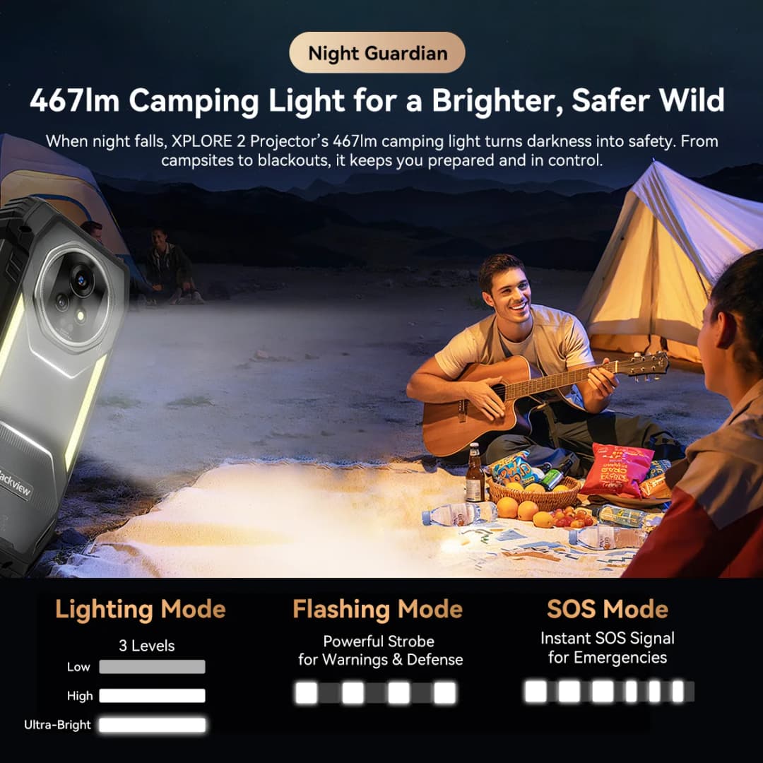 Blackview XPLORE 2 Projector 5G AI Rugged Smartphone, 6.73" 3.2K AMOLED Display, 50MP Camera, 20000mAh, Outdoor Mobile Phone NFC - 5