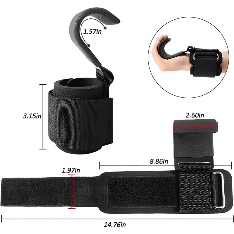 2Pcs Non-Slip Weight Lifting Hookspremium Pair Of Straps Weightlifting Deadlift Chin Pull Up And Exercise Fitness Hook Training - 6