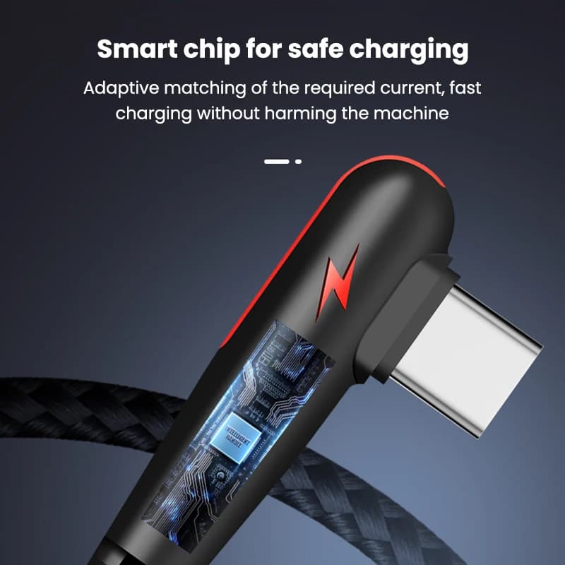NNBILI 120W USB To Type-C Cable 90 Degree Elbow Mobile Phone Fast Charging For Huawei Mate 60 Xiaomi Samsung Charger Data Wire - 6