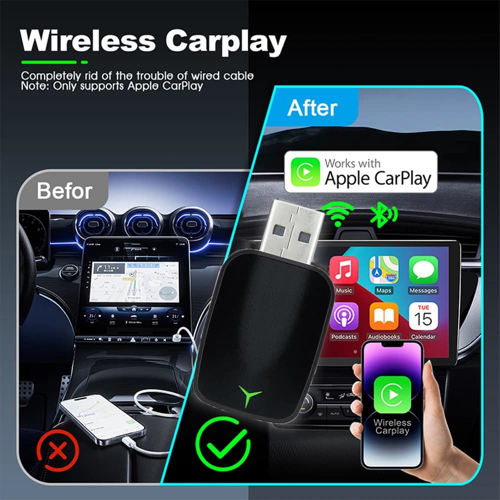 محول جديد من Wired To Wireless Carplay Android 2 في 1 تلقائي جهاز سيارة ذكي صندوق تشغيل فوري 5Ghz واي فاي اتصال سريع - 3