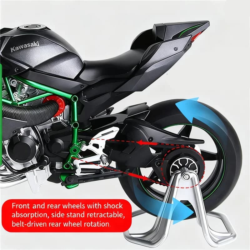 Key Start 1:9 H2 H2R Alloy Racing Motorcycle Model Diecast Track Sports Motorcycle Model Sound and Light With Spray Kid Toy Gift - 4