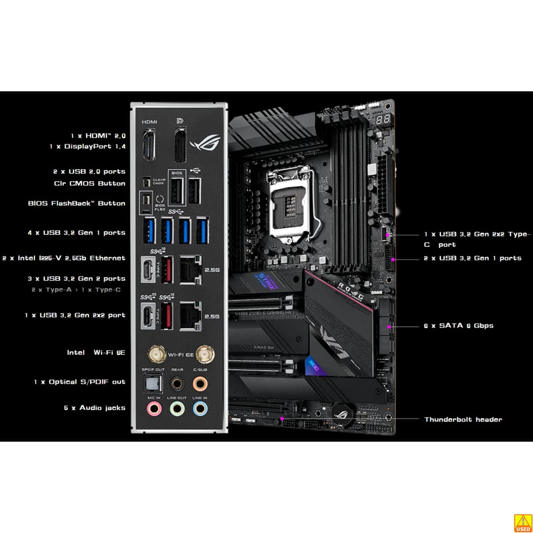 ASUS ROG STRIX Z590-E GAMING WIFI Motherboard Socket LGA1200 CPU DDR4 5333(OC) Memory Chipset Z590 ATX Mainboard - 4