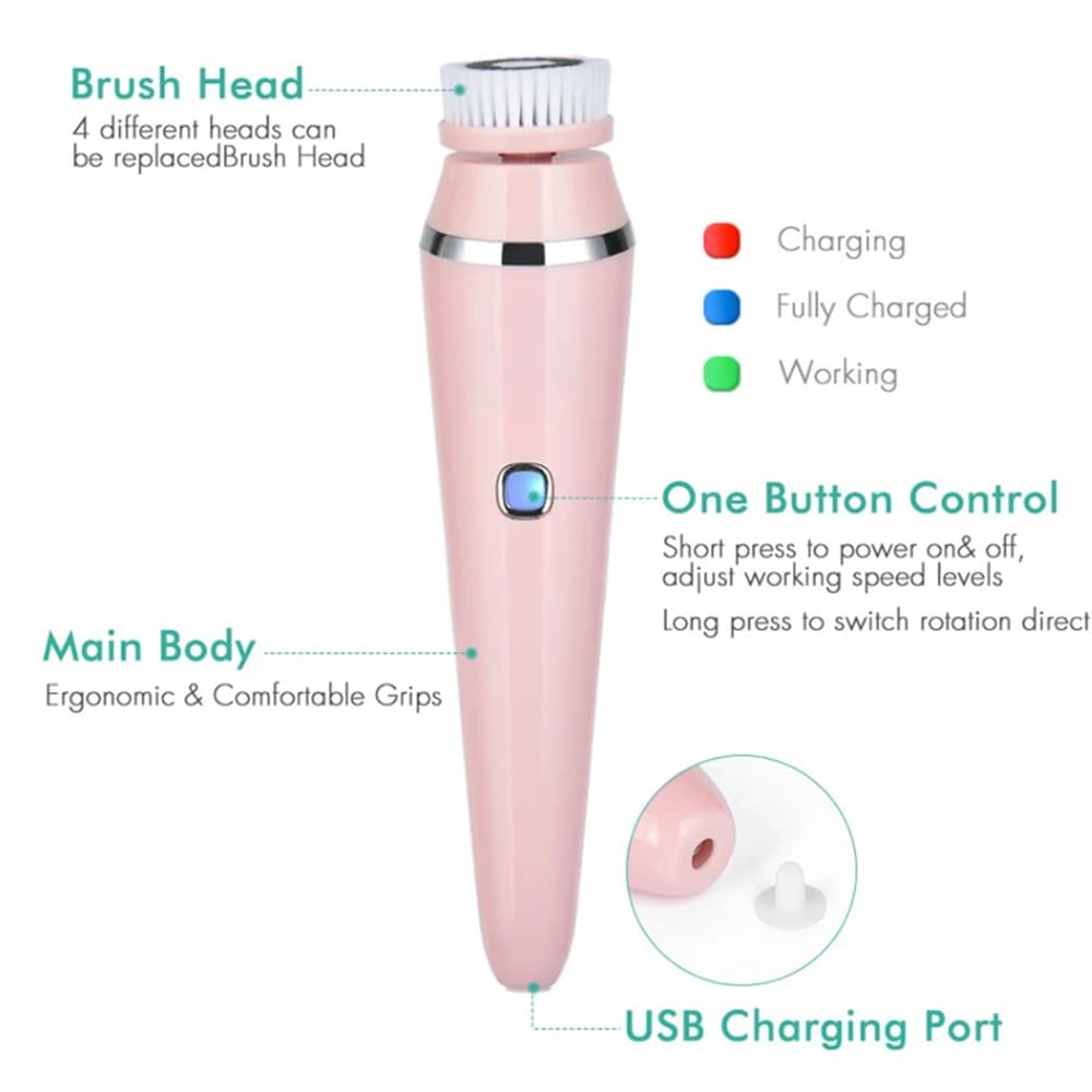 Electric Facial Brush Electric Rechargeable Waterproof exfoliating peel deep cleansing skin pore face cleanser facial cleaning - 4
