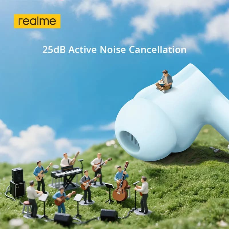 realme Buds T200x TWS Earphones 25dB Active Noise Cancellation 12.4mm Dynamic Bass Driver Up to 48 Hours of Playback IP55 - 4