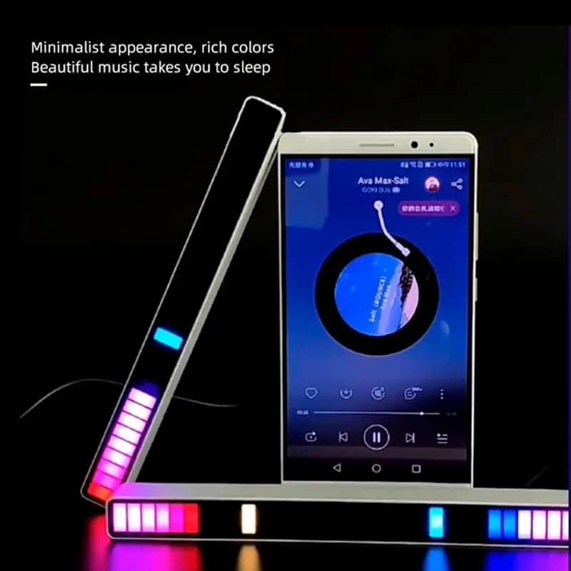 شريط إضاءة LED RGB تحكم في الصوت الموسيقي التقاط إيقاع مصباح محيطي إضاءة ليلية للأجواء لبار سيارة غرفة تلفزيون ديكور ألعاب - 5