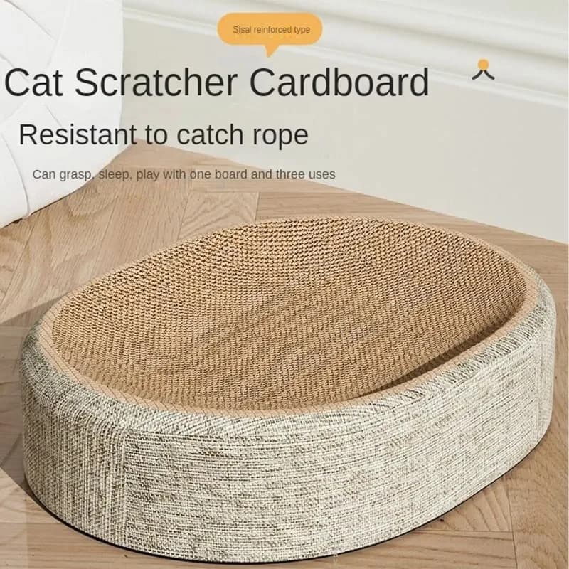 2in1 Cat Scratching Board Protect Furniture Grinding Claw Toys Oval Corrugated Paper Wear-resistant Cat Nest Cat Accessories - 3