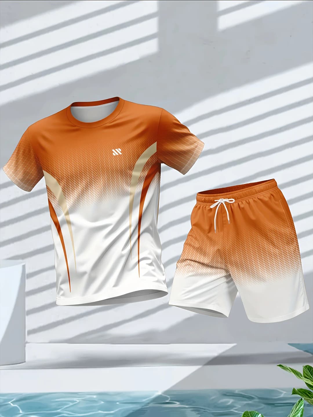 Men's Summer Fashion Personalized Color Printed Comfortable Breathable Round Neck T-shirt Shorts Set Outdoor Casual Sportswear - 4