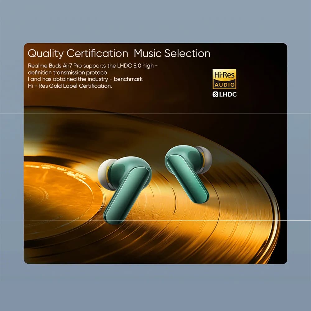 الإصدار العالمي realme Buds Air 7 برو LHDC 5.0 بلوتوث 5.4 ترجمة فورية بالذكاء الاصطناعي إلغاء ضوضاء 53dB بعمق البحر - 4