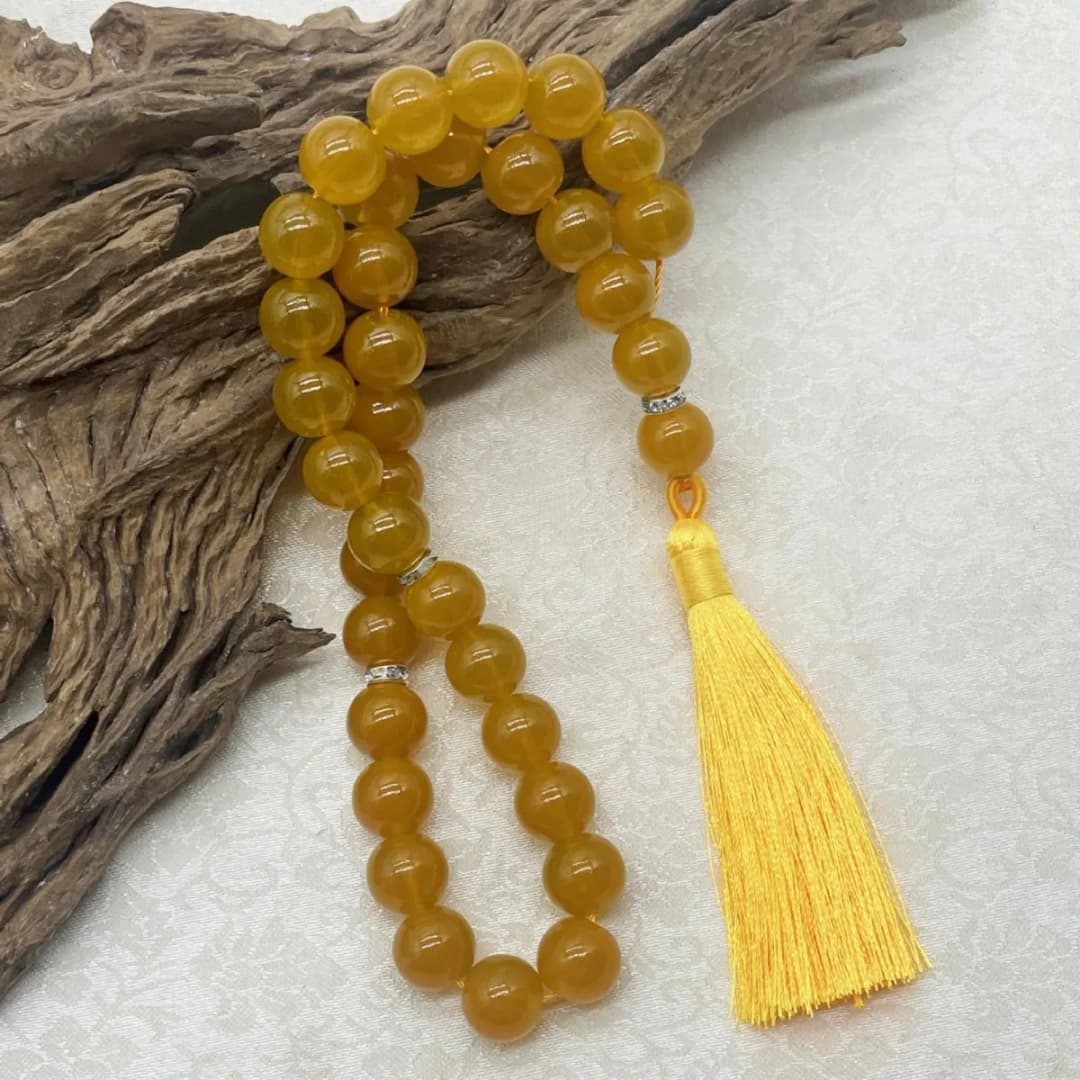 تسبيح زجاجي أنيق مع شرابة كلاسيكية، سوار خرز صلاة إسلامي بوهيمي، مسبحة على الطراز العربي للارتداء اليومي والصلاة - 2