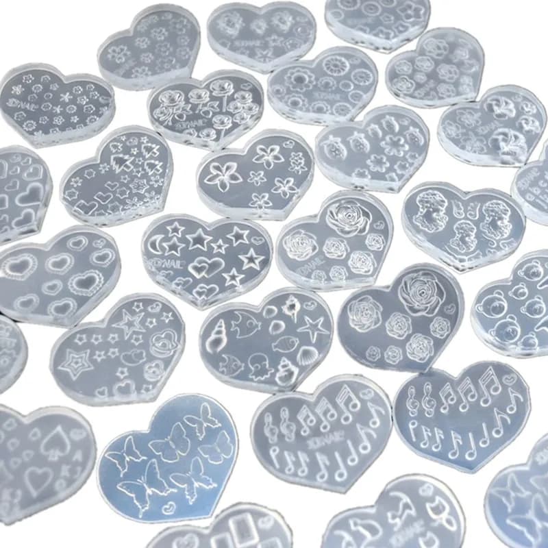 SNASAN Tiny Beads Cartoon Flowers Heart Star Nail Art Earrings Silicone Mould Jewelry Casting Tool UV Epoxy Resin Silicone Mold - 6