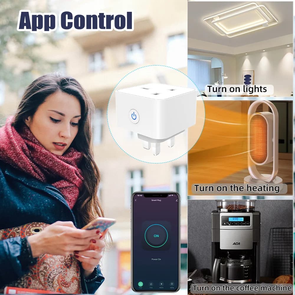 مقبس ذكي من Tuya 16A/20A واي فاي أو Zigbee قابس بريطاني 3pin محول منزلي تحكم صوتي Alexa مع وظيفة مراقبة الطاقة - 3