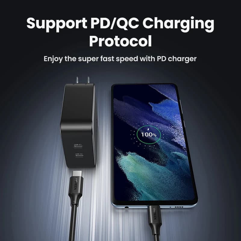 يوجرين كابل USB C إلى USB C PD100W لآيفون 17 16 15 ماك بوك لسامسونج جالاكسي S25 5A شريحة E-marker شحن سريع كورد Type C - 4
