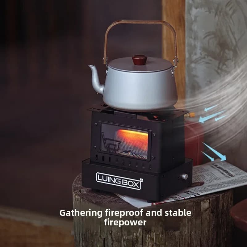 LUING BOX Camping Outdoor Retro Stove Heating Stove Tea Cooking Split Stove Hiking Lightweight Portable Survival Stove Stainless - 3