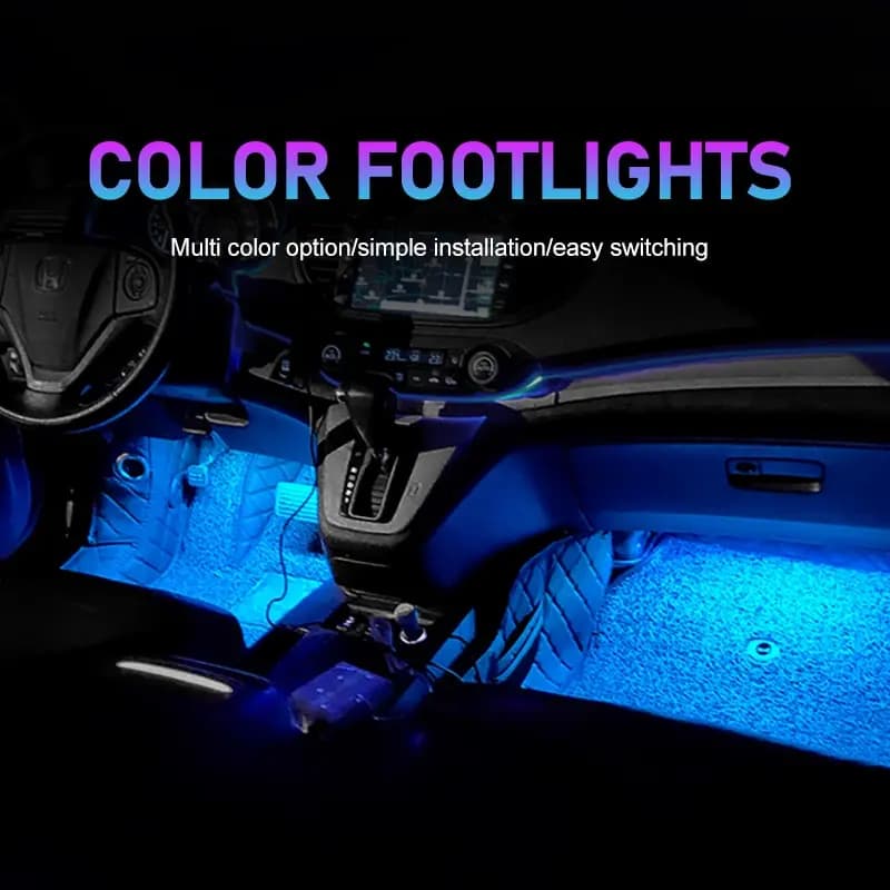 Car Neon Light Foot Light LED Interior Decoration Backlight Cigarette Lighter USB Atmosphere Lamp Vehicle Accessories - 2