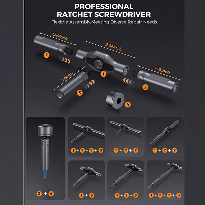 74 in1 مفك براغي بسقاطة مجموعة انفصال اسئلة T مقبض المحمولة مجموعة أدوات إصلاح للأثاث الكمبيوتر دراجة النظارات DIY بها بنفسك - 4