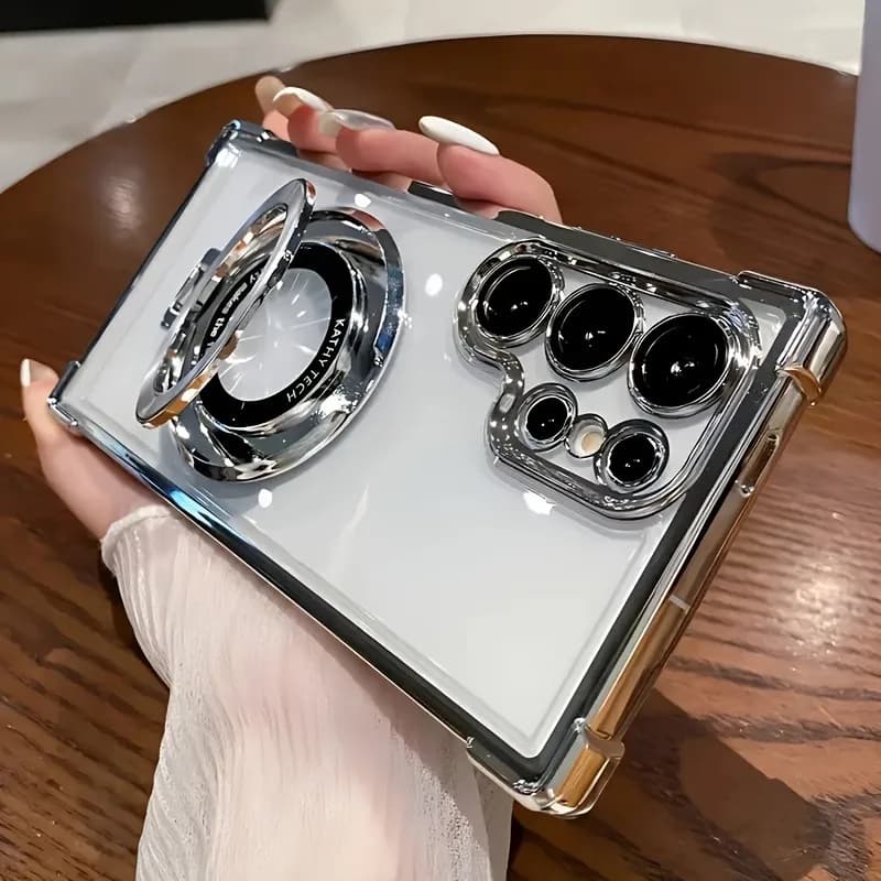 غطاء حافظة مغناطيسي مطلي شفاف لهواتف Samsung Galaxy S26 وS25 وS24 وS23 وS22 وS21 Ultra Plus وFE وA36 وA35 وA55 وA54 وA53