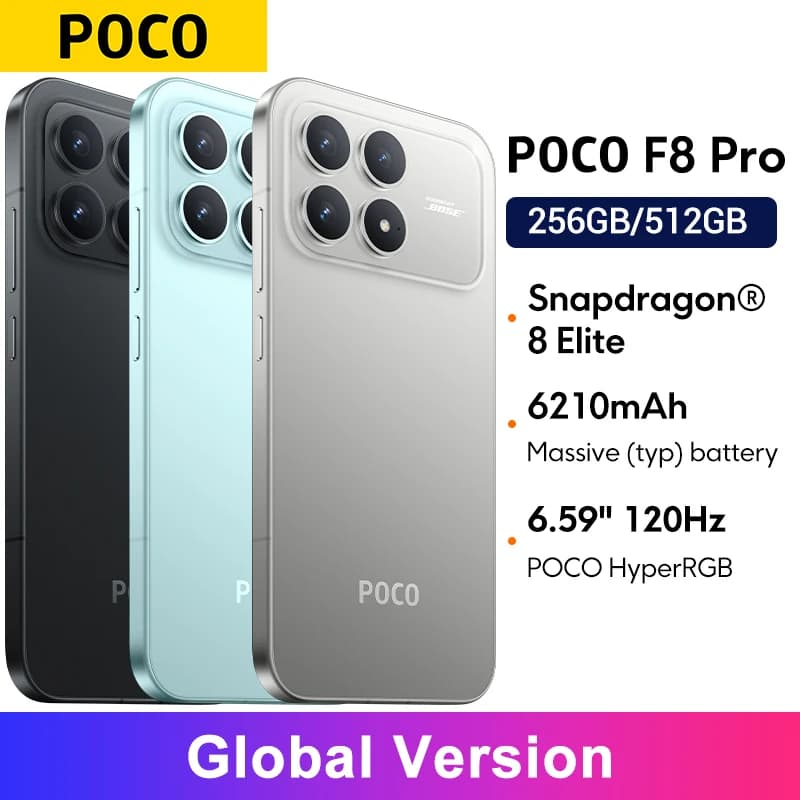 POCO F8 Pro 5G Global Version Smartphone 6.59" 120Hz POCO HyperRGB AMOLED Display 50MP 6210mAh Snapdragon® 8 Elite