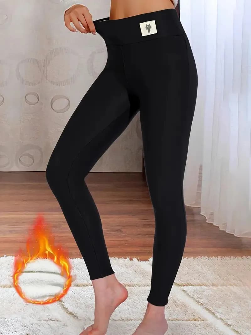 Winter Thicken Warm Leggings Women Lamb Cashmere Joggers High Waist Fleece Elastic Tights Warm Tights Pants Slim Velvet Legging - 3