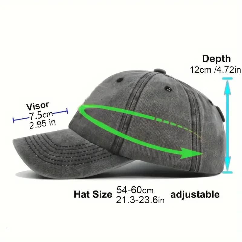 FOCUS Print Cap Washed Cotton Adjustable Classic Style Baseball Cap, Sports Duckbill Hat for Men and Women - 4