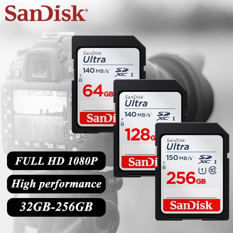SanDisk Ultra SDHC SDXC UHS-I Memory Cards C10 U1 32GB 64GB 128GB 256GB Read speed Up to 150MB/s waterproof For Camera HD video - 3