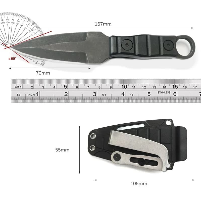 2026 Outdoor Portable Small Straight Blade Stainless Steel Blade with Sheath and Back Clip Travel Camping Tool, EDC Pocket Knife - 4