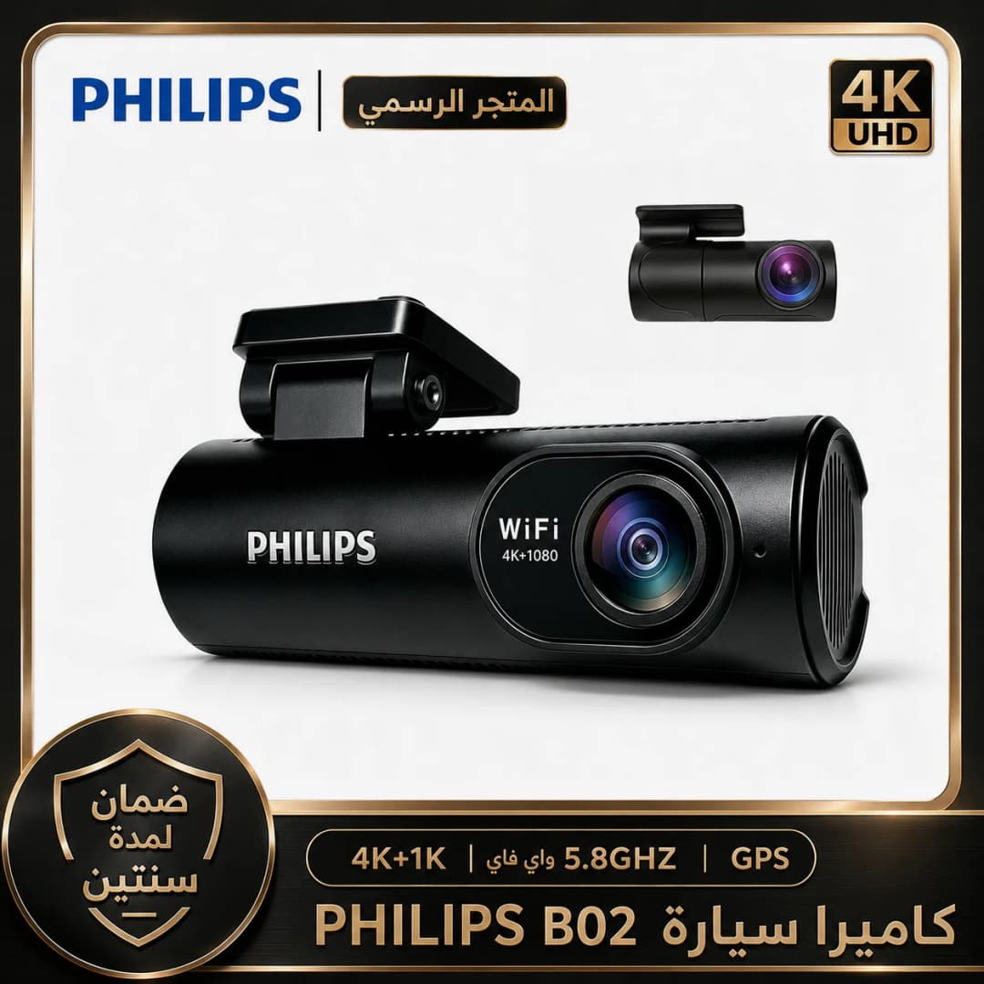 PHILIPS Dash Cam B02 4K+1K HDR Dual Camera Front and Rear 2.4GHz & 5GHz WiFi GPS 24H Parking Monitor APP Control Car DVR