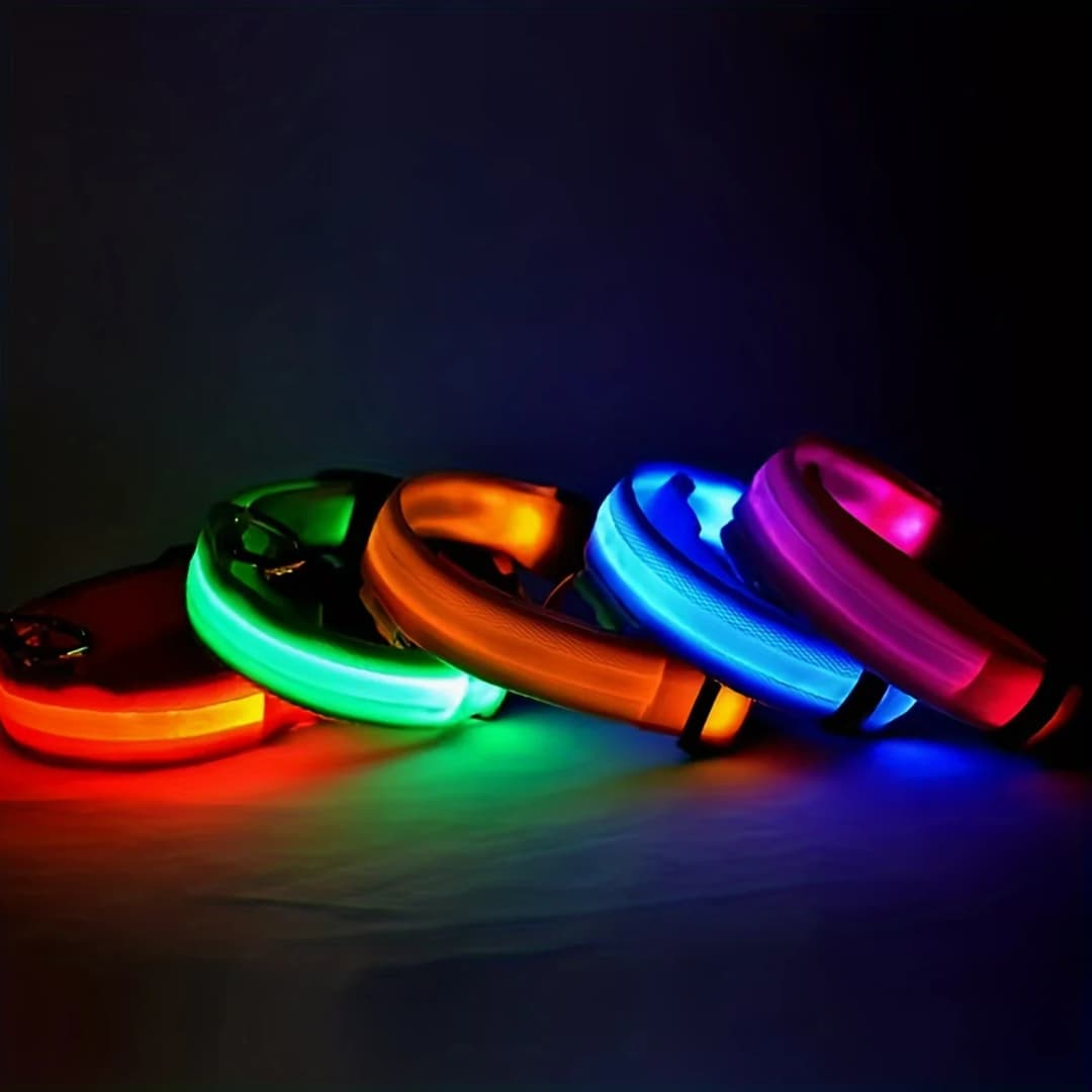 Reflective LED Dog Collar for Night Safety - Durable, Geometric Patterned, Battery-Powered, Ideal for Small/Medium Breeds - 4