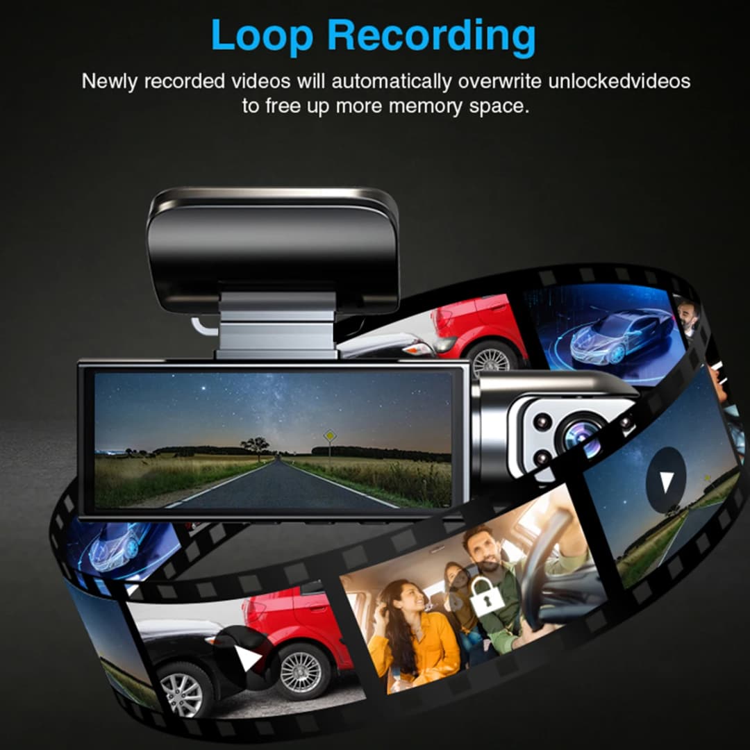Dual Lens Car Camera DVR 1080P Front Interior View Dashcam Vehicle Video Recorder Night Vision Loop Recording Black Box - 5