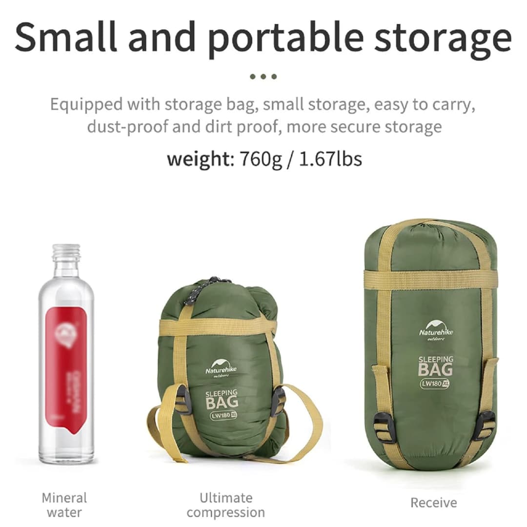 كيس نوم Naturehike lw180 خفيف الوزن من القطن لفصل الربيع والصيف مناسب للمشي والتخييم في الهواء الطلق - 6