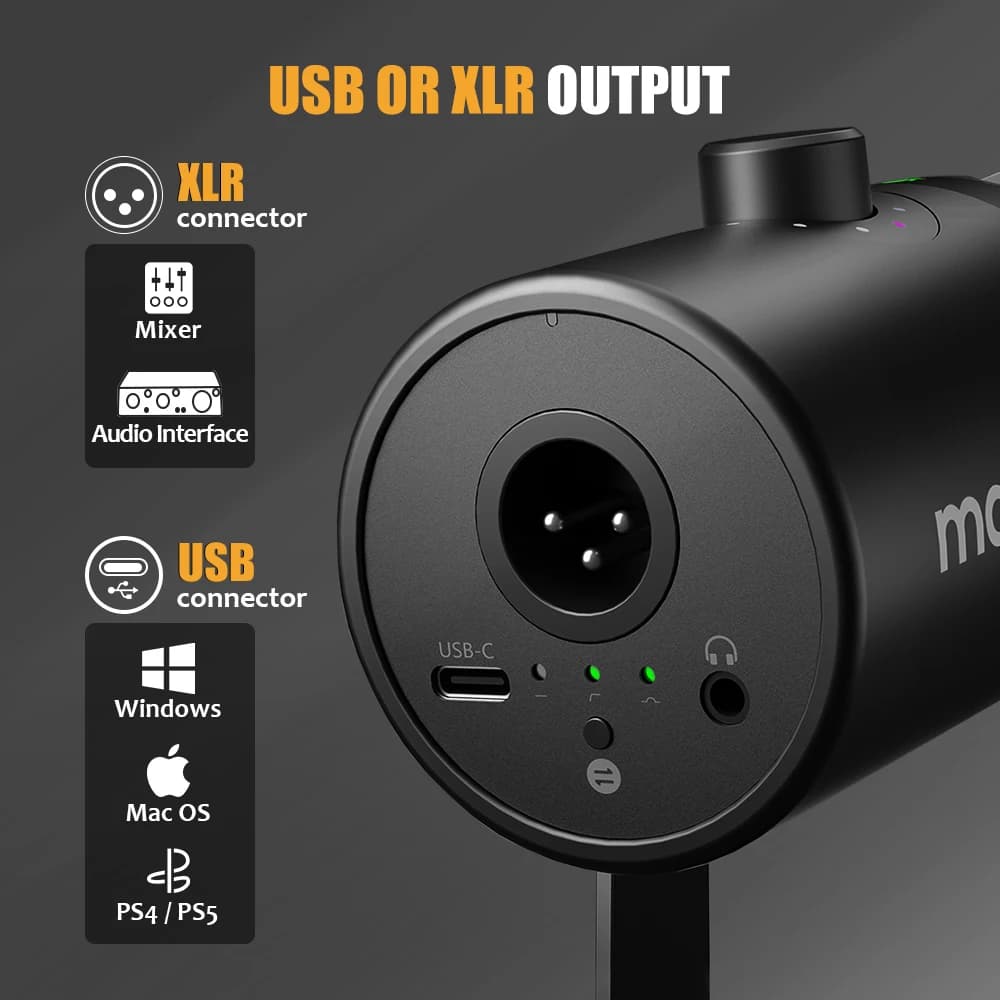 maono PD400X USB/XLR Dynamic Microphone All Metal With One-Touch Mute Headphone Jack And Volume Control For Podcasting Streaming - 3