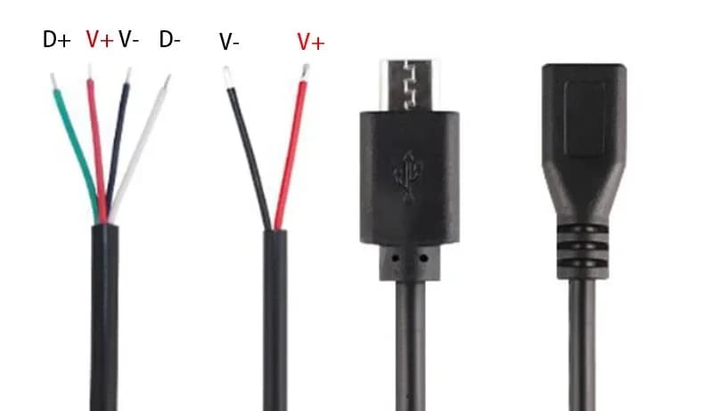موصل شاحن 2Pin 4Pin Micro USB / Type C USB 2.0 Type A ذكر وأنثى قابس طاقة كابل تمديد سلك DIY خط بيانات - 2