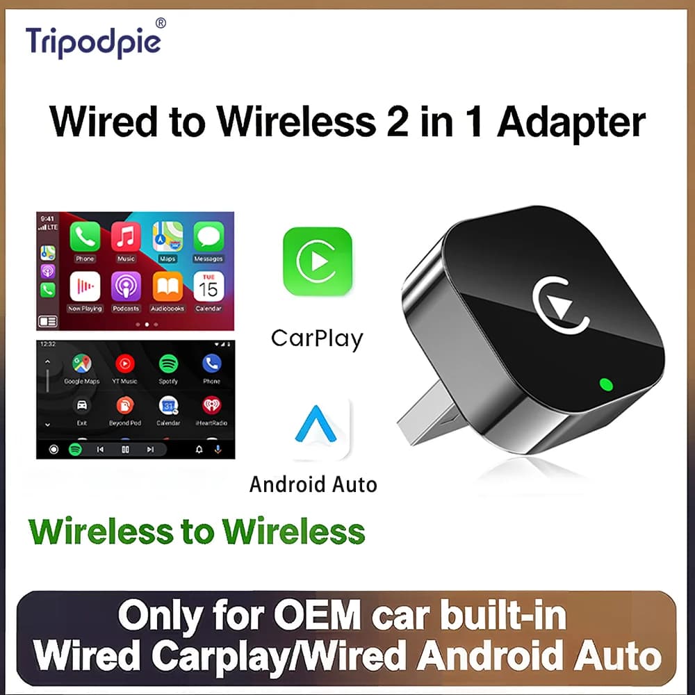2 in1 Wired to Wireless CarPlay Android Auto  Adapter Smart Mini Box Plug & Play 5GHz WiFi For Audi Benz Volvo Toyota Skoda VW