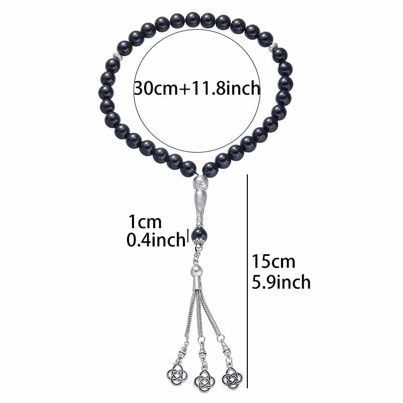 مجوهرات أنيقة زرقاء للنساء، قلادة خرز معقود، مسبحة صلاة إسلامية، خيط يدوي مع شرابة، مجوهرات إسلامية للشرق الأوسط - 6