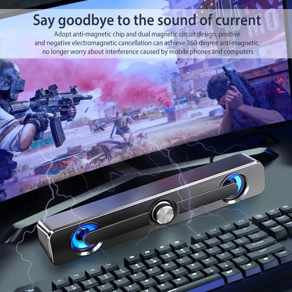 Salange PC Sound Bar Bluetooth USB Wired Speakers Bar Stereo Speaker for Projector PC Laptop Phone Computer 3.5mm Aux Speaker - 5