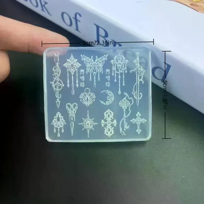 قالب سيليكون بارز ثلاثي الأبعاد على الطراز الأوروبي، قالب نحت أظافر من السيليكون مع زهور وربطة عنق شفافة - 5