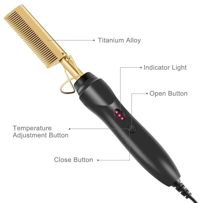 Electric Hot Heating Comb Hair Straightener Curler Flat Irons Wet Dry Hair Iron Straightening Brush Hair Styling Tools - 2