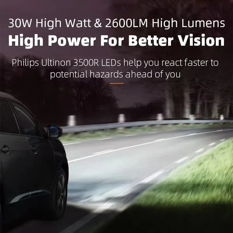 Philips H4 H7 LED Ultinon 3500R Car Head Lamp H11 HB3 HB4 HIR2 6500K Bright White 9005 9006 9012 30W Power Light Build In Driver - 2