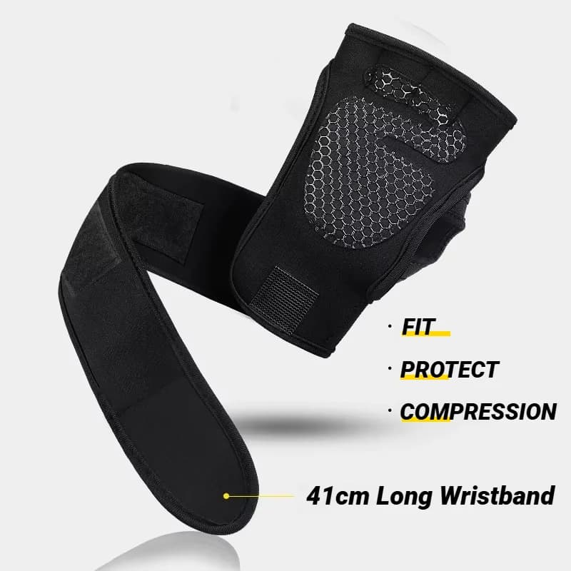 1Pair Training Sport Gloves for Men Women Workout Fitness Body Building Weightlifting Gym Hand Wrist Palm Protector Dumbbells Ha - 4