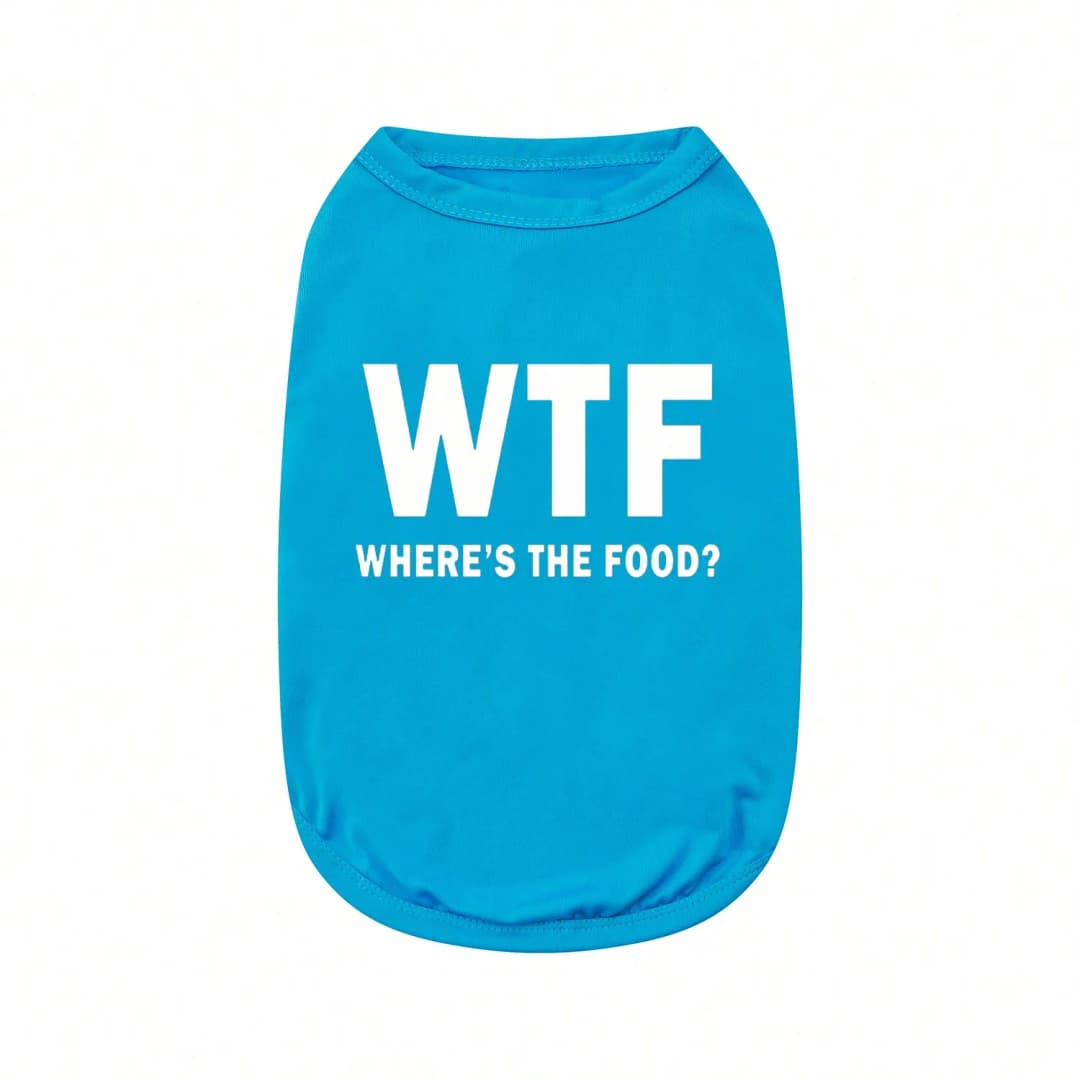 1pc Letter Print Dog Vest Tank Top, Featuring A Playful 'Where's The Food' Back Print - 6