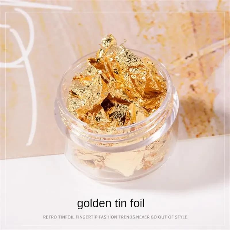 إكسسوارات فن الأظافر ذهبي فضي نحاسي رقائق بريق ورقة رقائق بالجملة ورق رقائق لتزيين مانيكير - 5