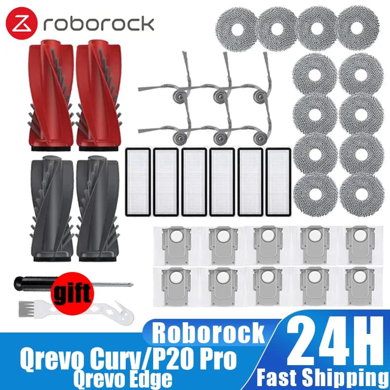 Roborock P20, P20 Pro, P20 Ultra, P20 Plus Accessories - Compatible with Qrevo Curv/Edge/Curve, Roller, Brush, Filter & Dust Bag