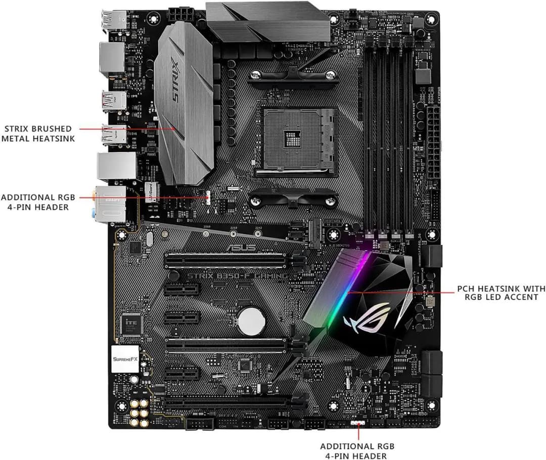 ASUS ROG STRIX B350-F GAMING Motherboard AMD B350 AM4 DDR4 3200MHz 64GB support 5600 2600  2700 3500 5700 3900 1700 cpu M.2 ATX - 4